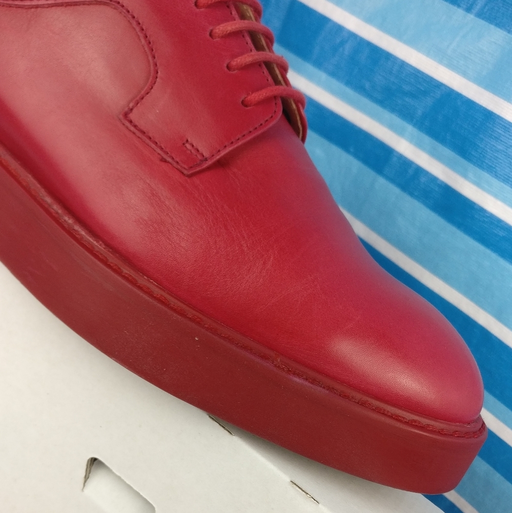 780cad Paul Smith AFTON Cherry Red Leather Brogue Oxford Women us7 Made in Italy